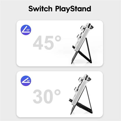 DEVASO For Nintendo Switch / Switch OLED Supporting Stand Holder + 2PCS Tempered Glass Screen Films + 1 Pair Joystick Cap