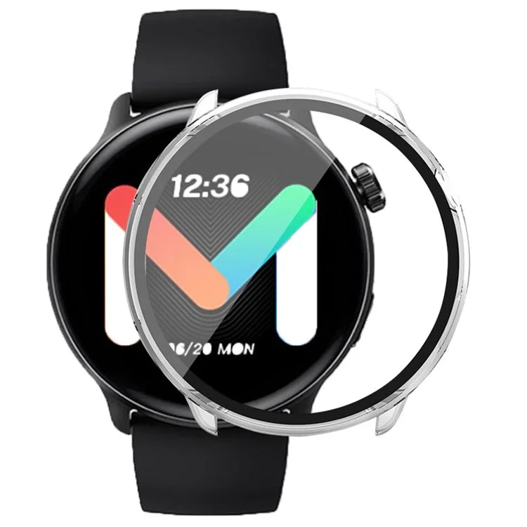 For Mibro Lite 2 Hard PC Bumper Case with Tempered Glass Screen Film Watch Case Cover