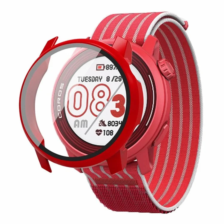 For Coros Pace 3 Hard PC Frame Watch Case Cover with Tempered Glass Screen Film