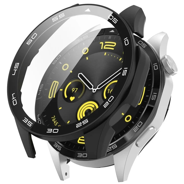 For Huawei Watch GT 4 46mm Watch Case Tempered Glass Screen Protector PC Frame Cover with Dial Plate