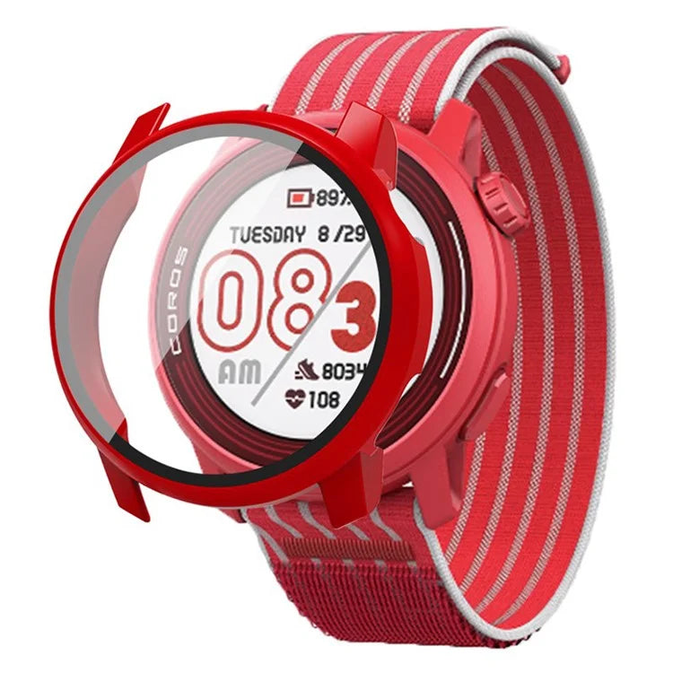 For Coros Pace 3 Watch Case All-Round PC Cover with Tempered Glass Screen Protector