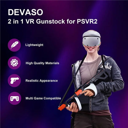 DEVASO For Sony PS VR2 Controller Gun Stock VR Game Grip Case VR Headset Replacement Parts