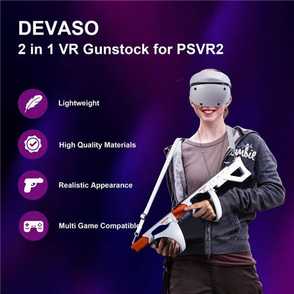 DEVASO For Sony PS VR2 Controller Gun Stock VR Game Grip Case VR Headset Replacement Parts