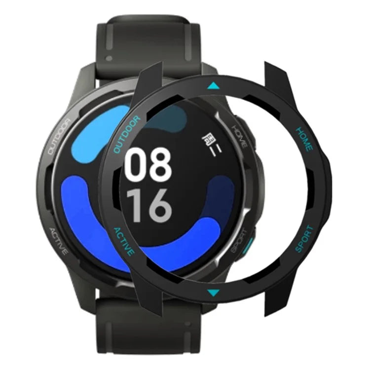 For Xiaomi Watch S1 Active / Watch Color 2 Protective Cover Hard PC Watch Case Hollow Frame+Blue