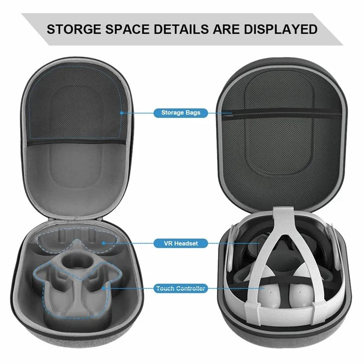 AL-Q022 For Meta Quest 3 VR Headset Carrying Case EVA+Polyester Portable Storage Bag