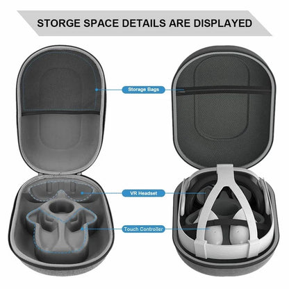 AL-Q022 For Meta Quest 3 VR Headset Carrying Case EVA+Polyester Portable Storage Bag