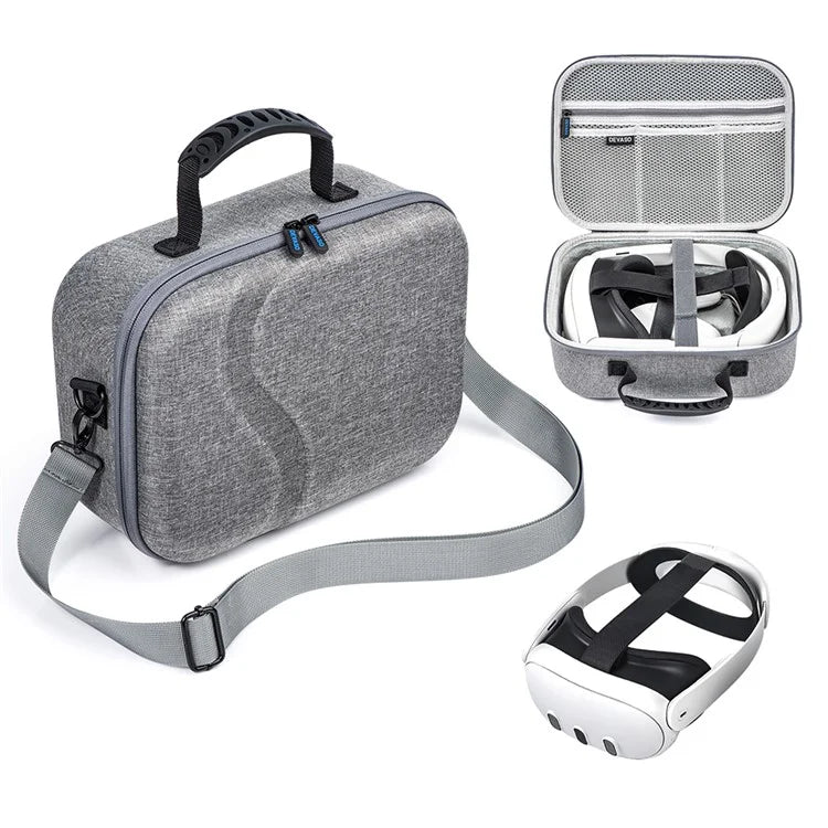 DEVASO Upgraded Version For Meta Quest 3 VR Glasses Storage Bag Nylon Carrying Case with Shoulder Strap