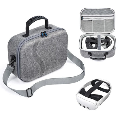 DEVASO Upgraded Version For Meta Quest 3 VR Glasses Storage Bag Nylon Carrying Case with Shoulder Strap