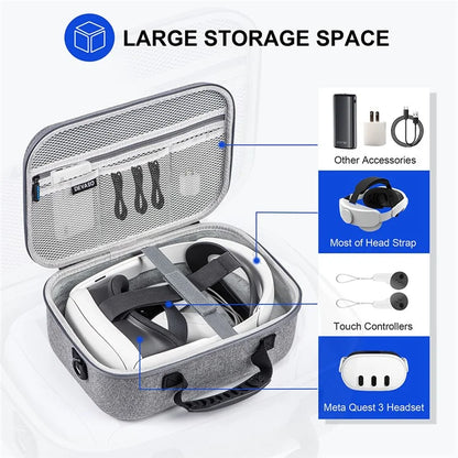 DEVASO Upgraded Version For Meta Quest 3 VR Glasses Storage Bag Nylon Carrying Case with Shoulder Strap