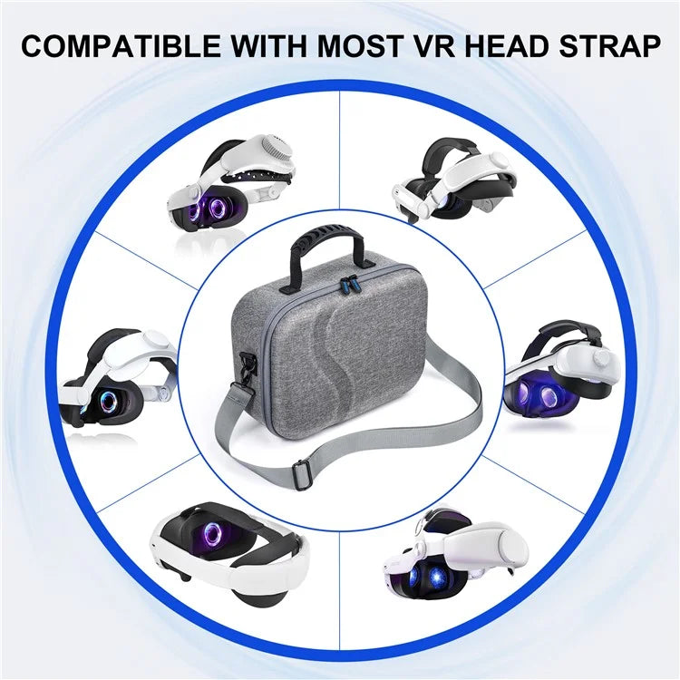 DEVASO Upgraded Version For Meta Quest 3 VR Glasses Storage Bag Nylon Carrying Case with Shoulder Strap