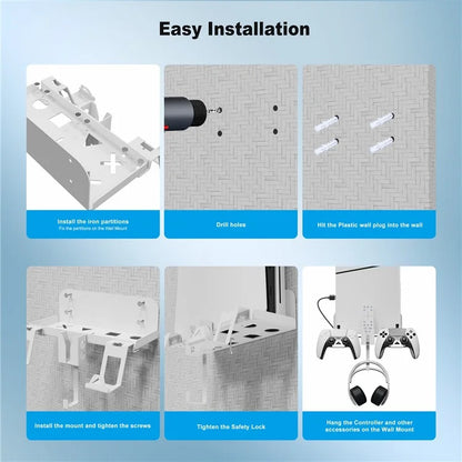 JYS P5177 For PlayStation PS5 Slim Wall Mount Bracket Controller Charger Headset Hanging Bracket
