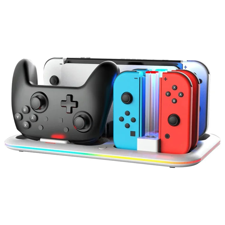 HONCAM DZ601 RGB Light Charging Station for Nintendo Switch Game Console / Controller Heat Dissipation Charging Dock Stand