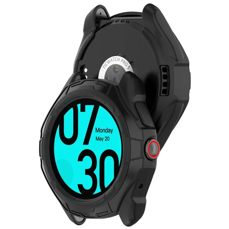 For TicWatch Pro 5 Shockproof TPU Watch Frame Case Half-Wrapped Smartwatch Protector