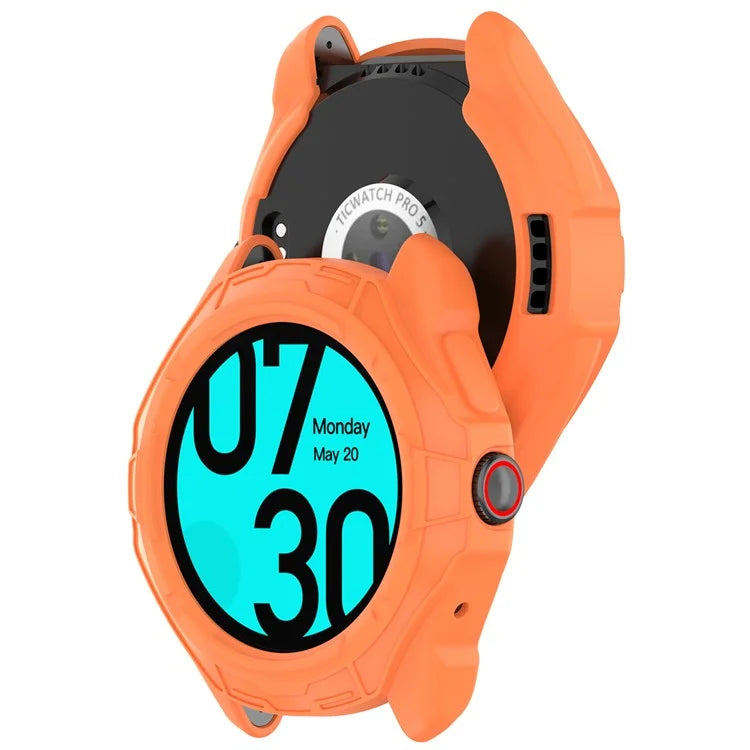 For TicWatch Pro 5 Shockproof TPU Watch Frame Case Half-Wrapped Smartwatch Protector