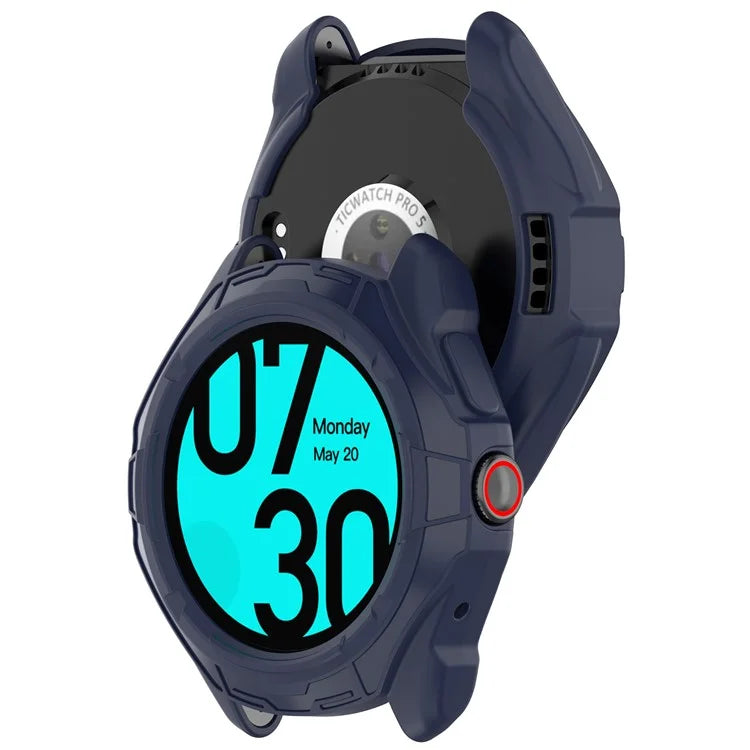 For TicWatch Pro 5 Shockproof TPU Watch Frame Case Half-Wrapped Smartwatch Protector