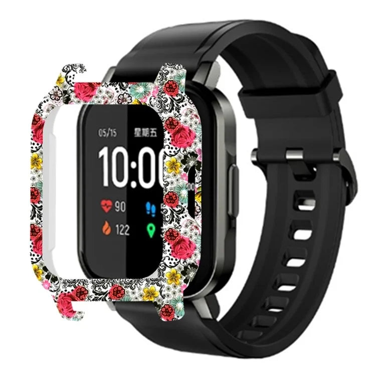 For Haylou Solar LS02 Watch Protective Case PC Pattern Printed Slim-Fit Frame Cover