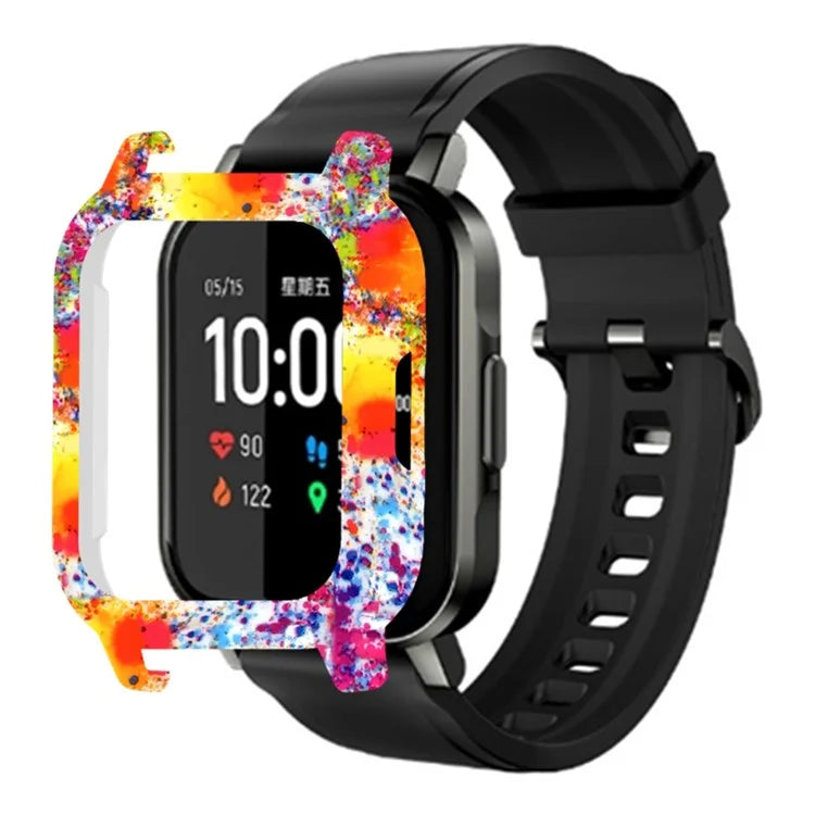 For Haylou Solar LS02 Watch Protective Case PC Pattern Printed Slim-Fit Frame Cover