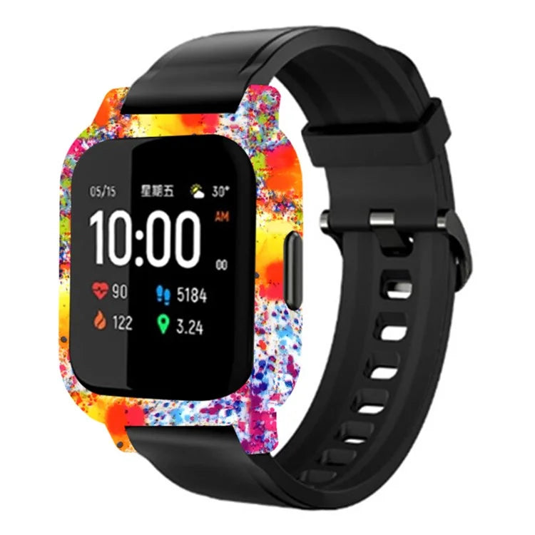 For Haylou Solar LS02 Watch Protective Case PC Pattern Printed Slim-Fit Frame Cover