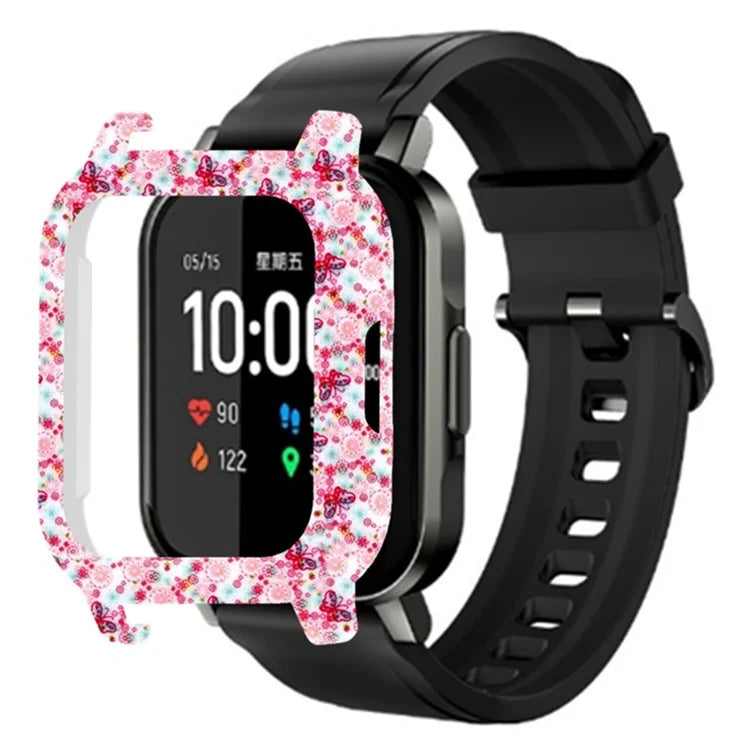 For Haylou Solar LS02 Watch Protective Case PC Pattern Printed Slim-Fit Frame Cover