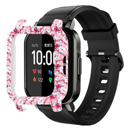 For Haylou Solar LS02 Watch Protective Case PC Pattern Printed Slim-Fit Frame Cover