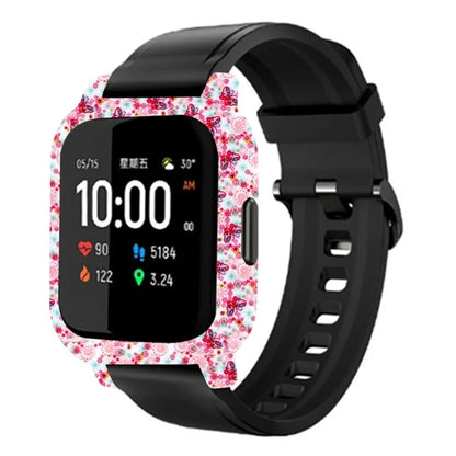 For Haylou Solar LS02 Watch Protective Case PC Pattern Printed Slim-Fit Frame Cover