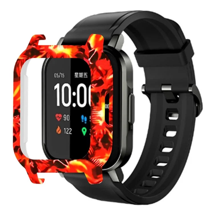 For Haylou Solar LS02 Watch Protective Case PC Pattern Printed Slim-Fit Frame Cover