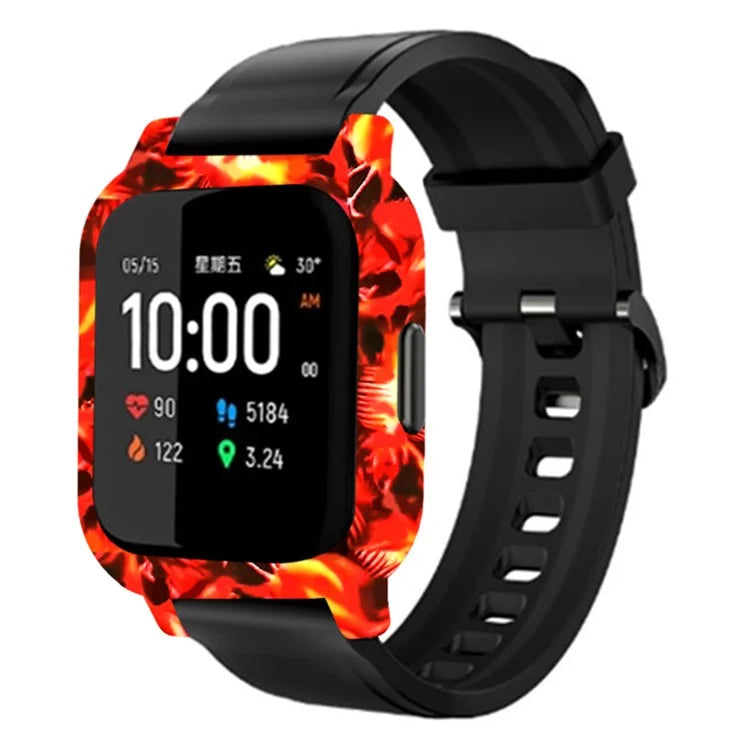 For Haylou Solar LS02 Watch Protective Case PC Pattern Printed Slim-Fit Frame Cover