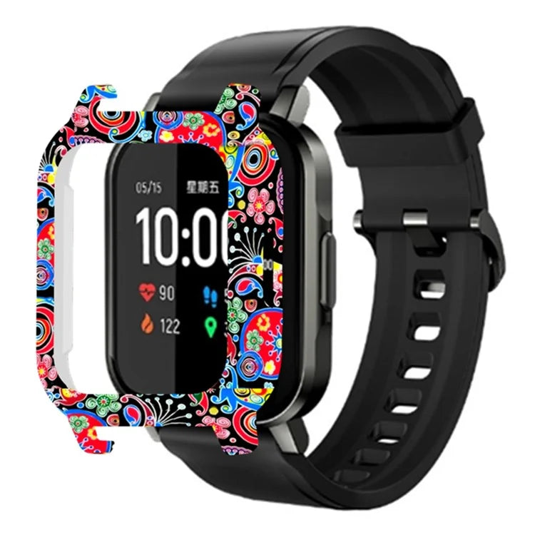 For Haylou Solar LS02 Watch Protective Case PC Pattern Printed Slim-Fit Frame Cover
