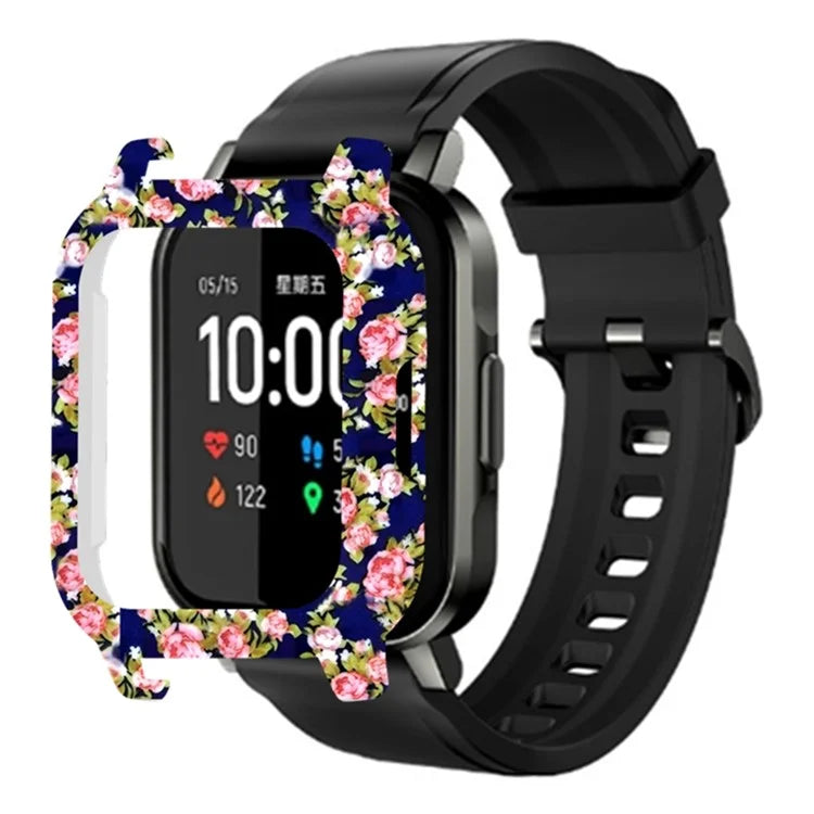 For Haylou Solar LS02 Watch Protective Case PC Pattern Printed Slim-Fit Frame Cover