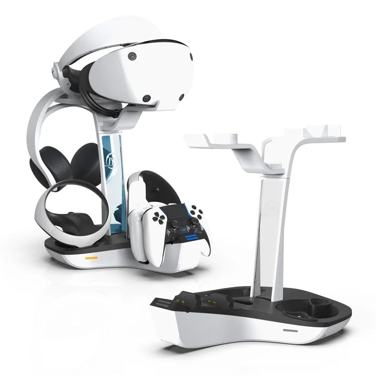 JYS JYS-P5156 Charging Display Stand for Sony PS VR2 / PS5 / PS5 DualSense Edge Controller, VR Headset Charging Dock with RGB Light