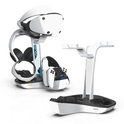 JYS JYS-P5156 Charging Display Stand for Sony PS VR2 / PS5 / PS5 DualSense Edge Controller, VR Headset Charging Dock with RGB Light