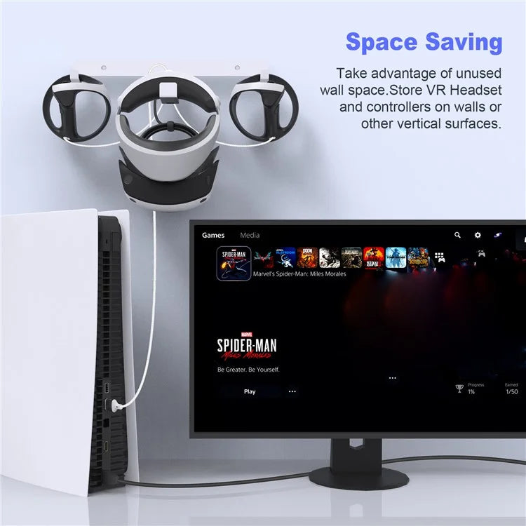JYS JYS-P5170 For PS VR2 Wall Mount Iron Storage Stand VR Headset Controller Rack with Charging Cable