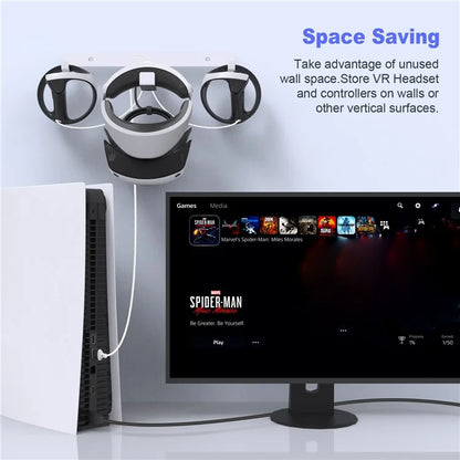 JYS JYS-P5170 For PS VR2 Wall Mount Iron Storage Stand VR Headset Controller Rack with Charging Cable