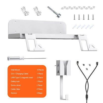 JYS JYS-P5173 Multi-Function Wall Mount Kit for Sony PS5 Game Console Controller Holder with 2-in-1 Magnetic Charging Cable