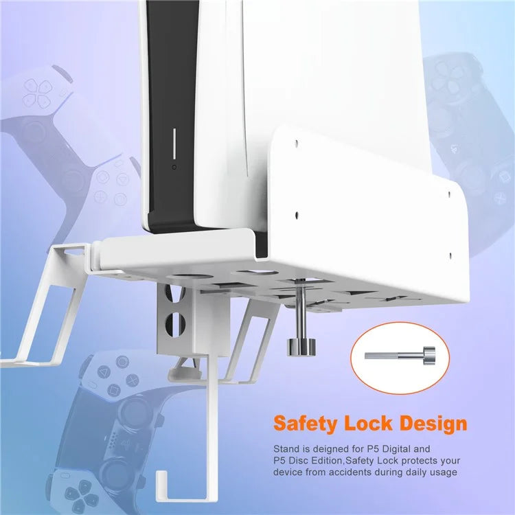 JYS JYS-P5173 Multi-Function Wall Mount Kit for Sony PS5 Game Console Controller Holder with 2-in-1 Magnetic Charging Cable