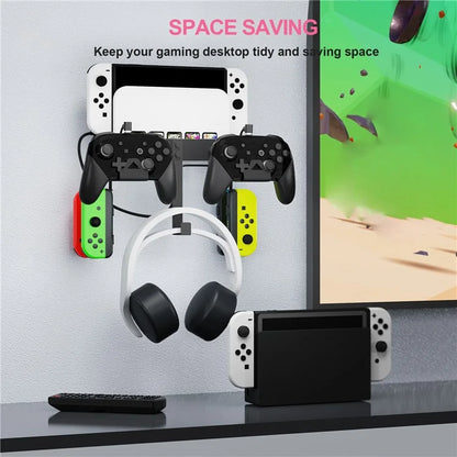 JYS JYS-NS252 For Nintendo Switch / Switch OLED Game Console Controller Headset Wall Mount Kit 2-in-1 Bracket