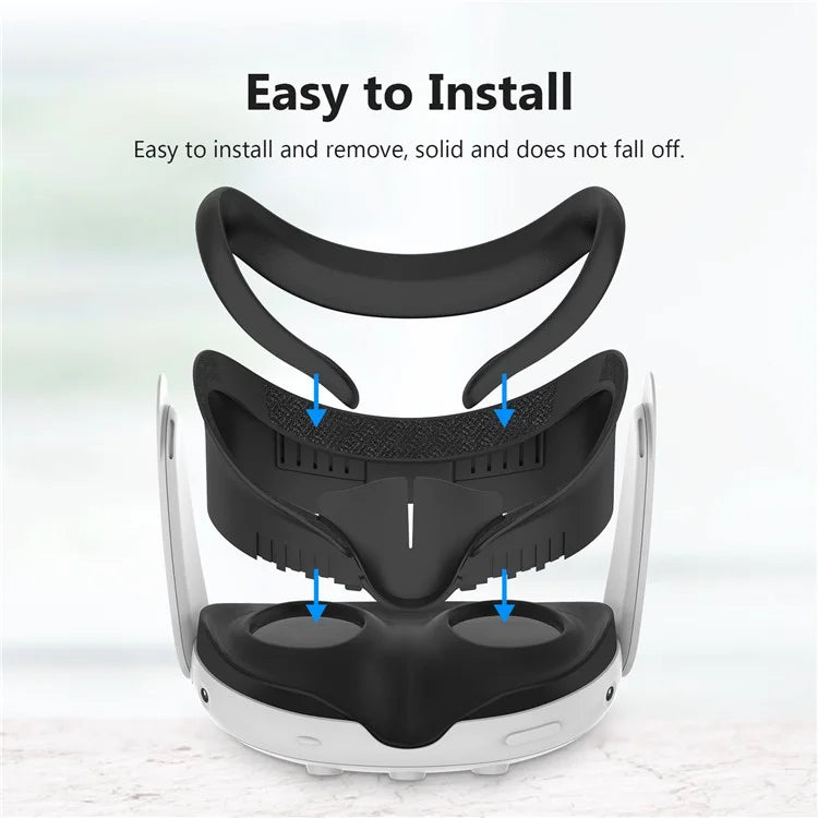 Face Cover for Meta Quest 3 VR Headset Washable ABS+PU Replacement Mask