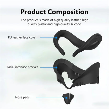 Face Cover for Meta Quest 3 VR Headset Washable ABS+PU Replacement Mask