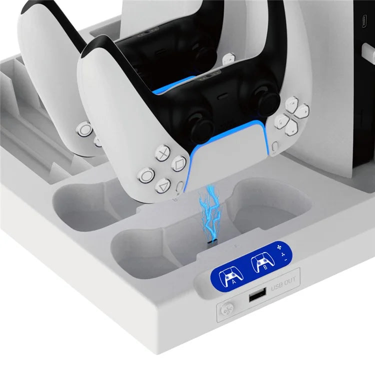 IPEGA PG-P5S028 For PS5 / PS5 Slim Console Cooling Base Headset Disc Storage Rack with USB Port and Light