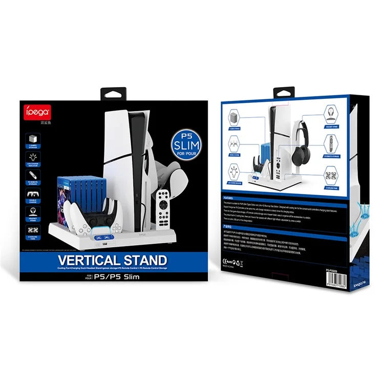 IPEGA PG-P5S028 For PS5 / PS5 Slim Console Cooling Base Headset Disc Storage Rack with USB Port and Light