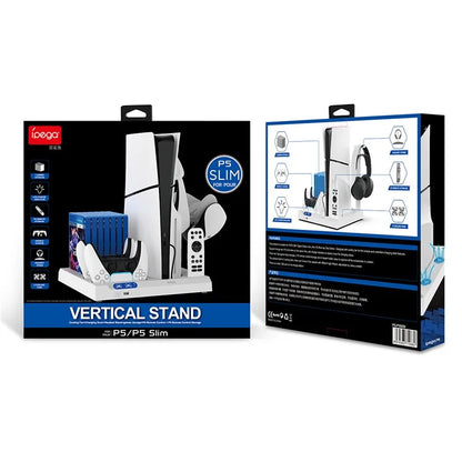 IPEGA PG-P5S028 For PS5 / PS5 Slim Console Cooling Base Headset Disc Storage Rack with USB Port and Light