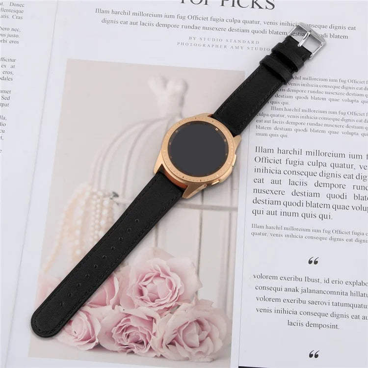 For Huawei Watch GT / Watch GT 2 46mm / 42mm / Samsung Galaxy Watch 46mm Watch Strap Top Layer Cowhide Wrist Band