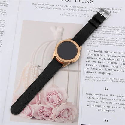 For Huawei Watch GT / Watch GT 2 46mm / 42mm / Samsung Galaxy Watch 46mm Watch Strap Top Layer Cowhide Wrist Band