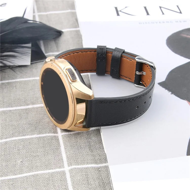 For Huawei Watch GT / Watch GT 2 46mm / 42mm / Samsung Galaxy Watch 46mm Watch Strap Top Layer Cowhide Wrist Band