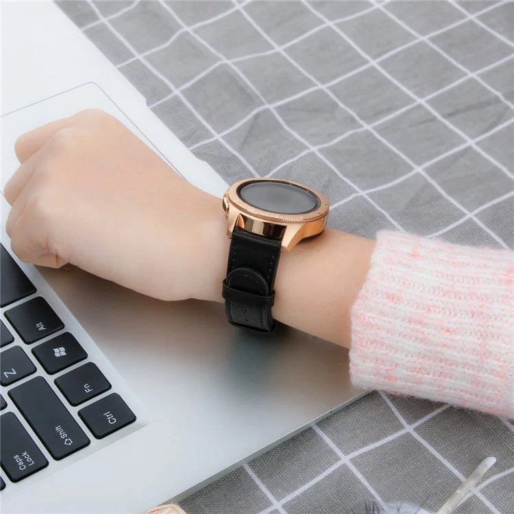 For Huawei Watch GT / Watch GT 2 46mm / 42mm / Samsung Galaxy Watch 46mm Watch Strap Top Layer Cowhide Wrist Band