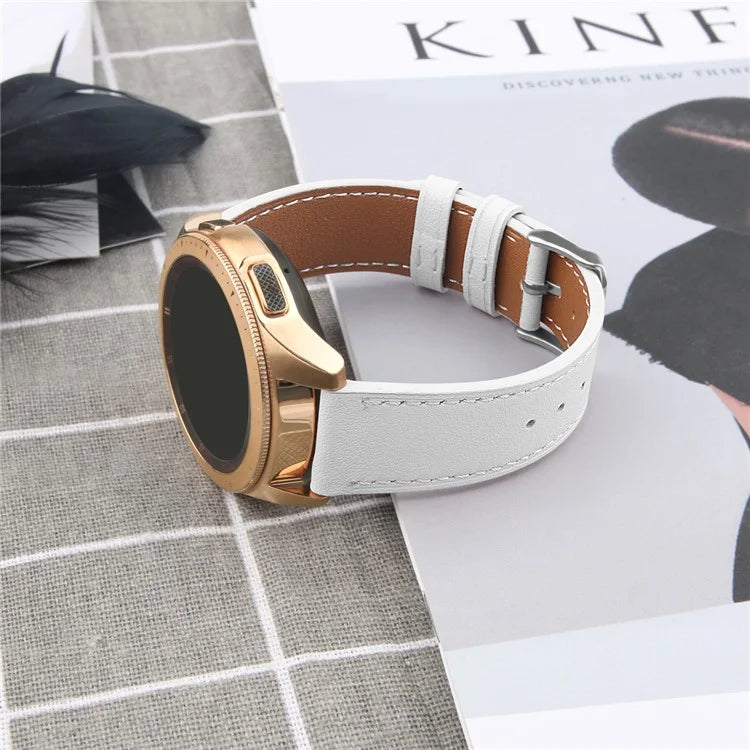 For Huawei Watch GT / Watch GT 2 46mm / 42mm / Samsung Galaxy Watch 46mm Watch Strap Top Layer Cowhide Wrist Band
