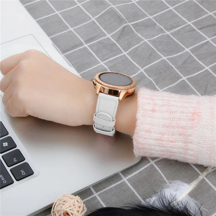 For Huawei Watch GT / Watch GT 2 46mm / 42mm / Samsung Galaxy Watch 46mm Watch Strap Top Layer Cowhide Wrist Band