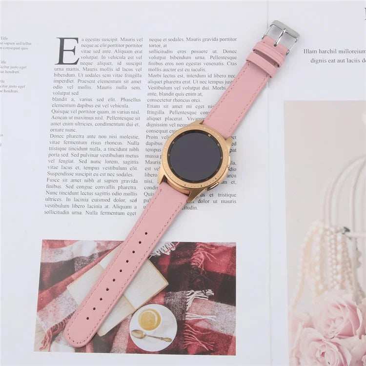 For Huawei Watch GT / Watch GT 2 46mm / 42mm / Samsung Galaxy Watch 46mm Watch Strap Top Layer Cowhide Wrist Band