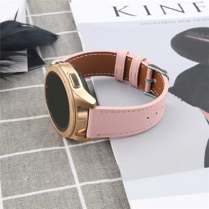 For Huawei Watch GT / Watch GT 2 46mm / 42mm / Samsung Galaxy Watch 46mm Watch Strap Top Layer Cowhide Wrist Band