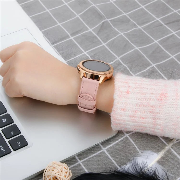For Huawei Watch GT / Watch GT 2 46mm / 42mm / Samsung Galaxy Watch 46mm Watch Strap Top Layer Cowhide Wrist Band